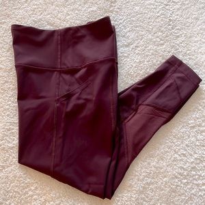 Lululemon High Rise Burgundy Leggings with Pockets